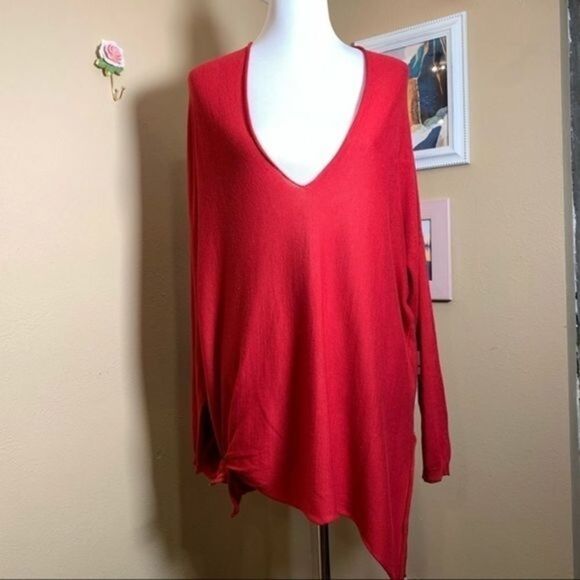 RD Style Sweaters - RD STYLE | Oversized Crimson Red Tunic Sweater - Medium